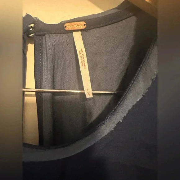 Free People Remi Crop Top in Smokey Saphire Navy Blue Sz L - Picture 5 of 7